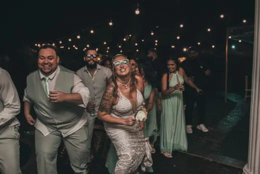 Guests dancing at a wedding celebration