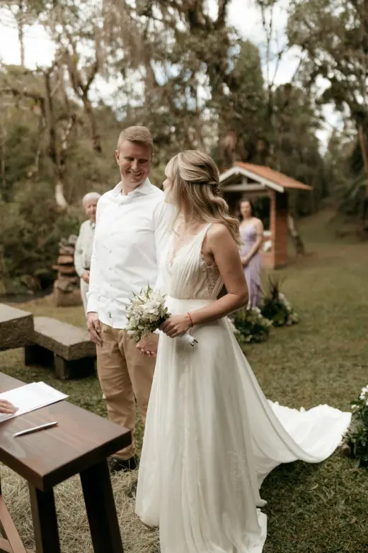 Outdoor wedding ceremony in a garden