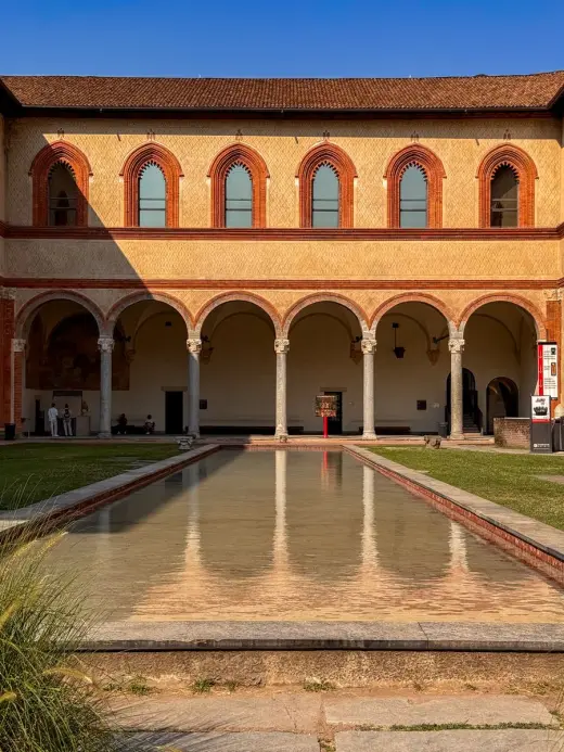 Italian villa courtyard and reflecting pool