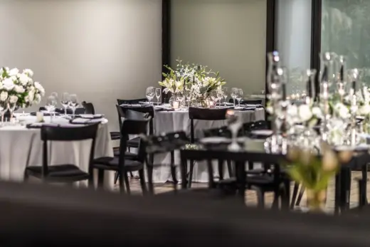 Elegant wedding reception table indoors